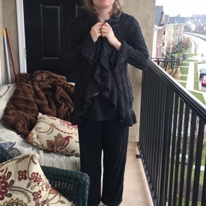 Warm heavy knitted open sweater